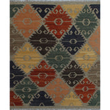 Noori Rug Winchester Kilim Micheal Brown/Green Rug - 5'5" x 6'5"