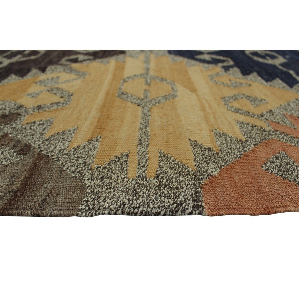 Noori Rug Winchester Kilim Micheal Brown/Green Rug - 5'5" x 6'5"