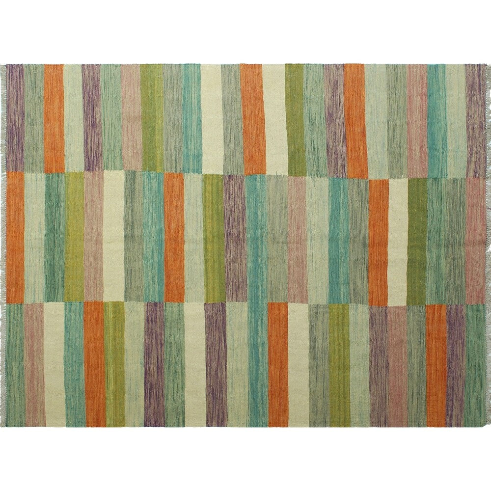 Noori Rug Winchester Kilim Sarosh Ivory/Rust Rug - 5'9" x 7'10"