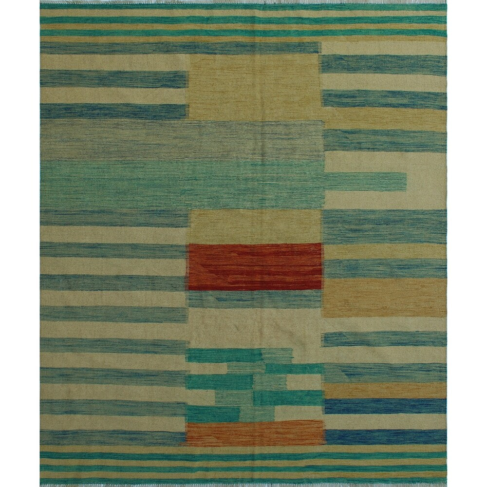 Noori Rug Winchester Kilim Tracey Ivory/Blue Rug - 8'4" x 9'8"