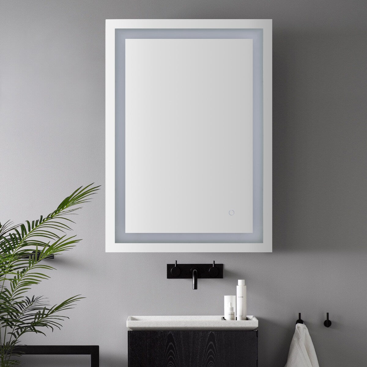Nora Rectangular Frameless Anti-Fog Aluminum Front-lit Tri-color LED Bathroom Vanity Mirror with Smart Touch Control