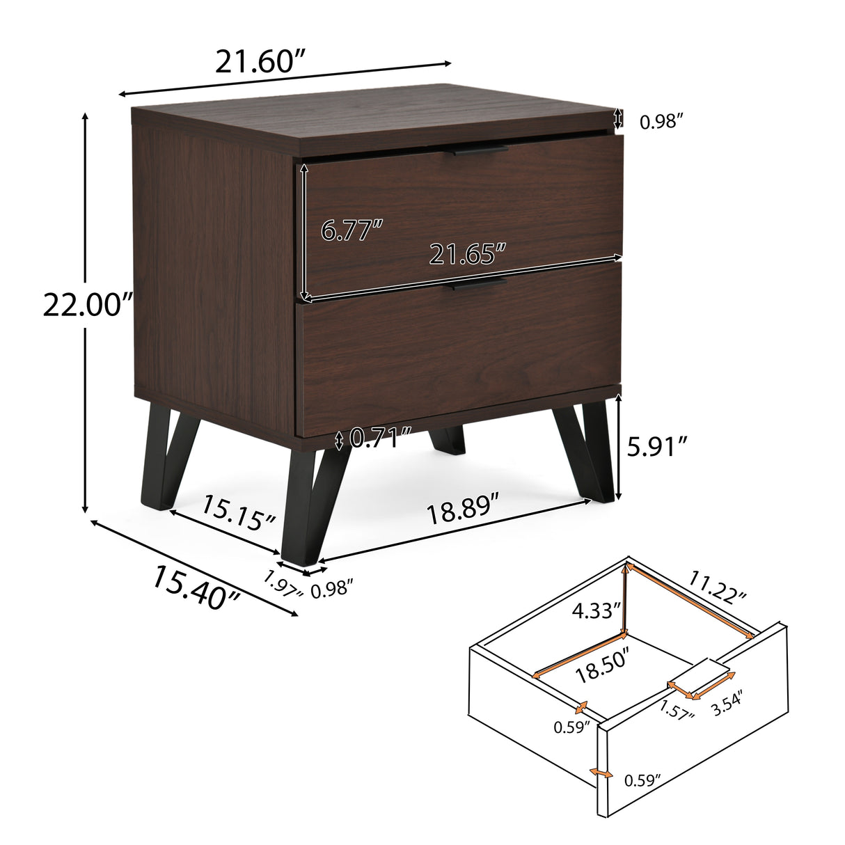 Norcross 2 Drawer Wide Nightstand by Christopher Knight Home