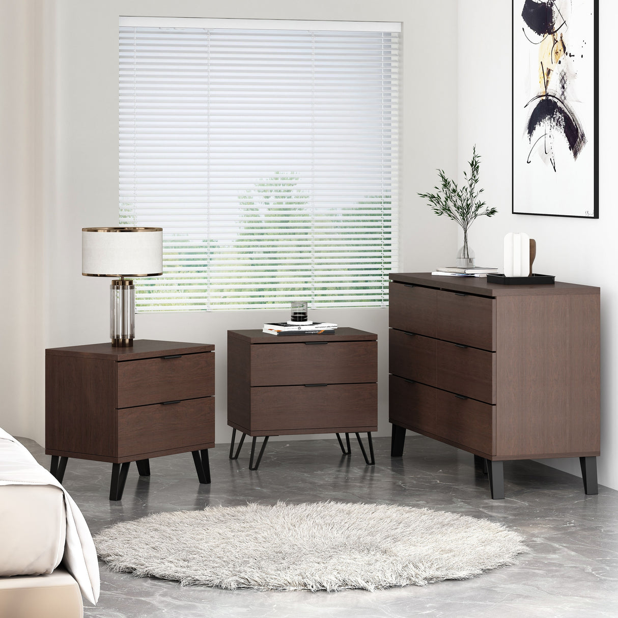 Norcross Faux Wood and Iron 3 Piece Double Dresser and Nightstand Bedroom Set by Christopher Knight Home