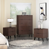 Norcross Faux Wood and Iron 3 Piece Wide 5 Drawer Dresser and Nightstand Bedroom Set by Christopher Knight Home