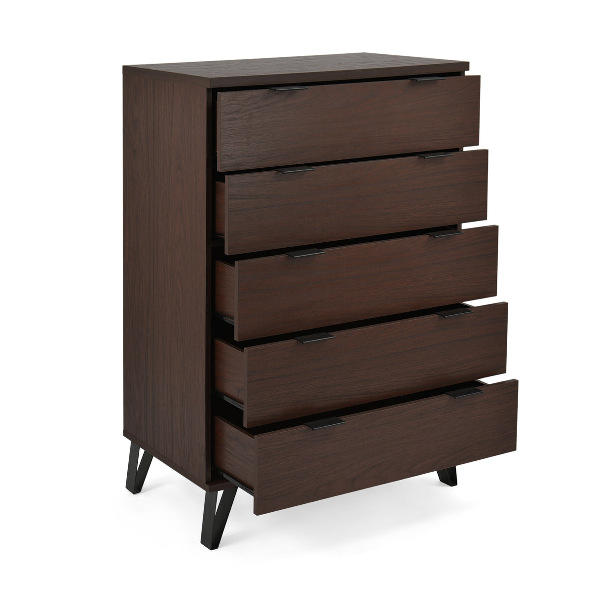 Norcross Faux Wood and Iron 3 Piece Wide 5 Drawer Dresser and Nightstand Bedroom Set by Christopher Knight Home