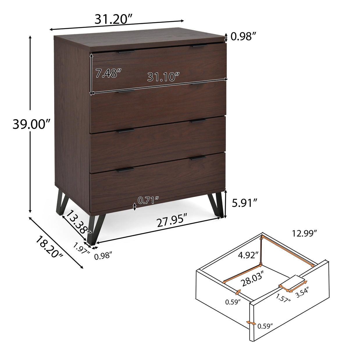 Norcross Faux Wood and Iron 6 Piece Bedroom Set with Wide 5 Drawer Dresser by Christopher Knight Home