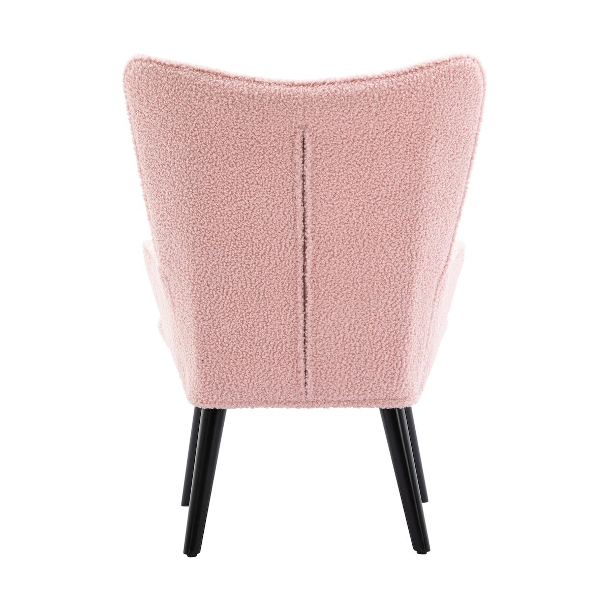 Nordic Style Modern Leisure Chair Teddy Fabric Accent Chair with Button Tufted Decor and Wood Legs