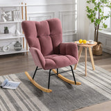 Nordic style Chic Modern Velvet Rocking Chair With Tufted Upholstered and Padded Seat