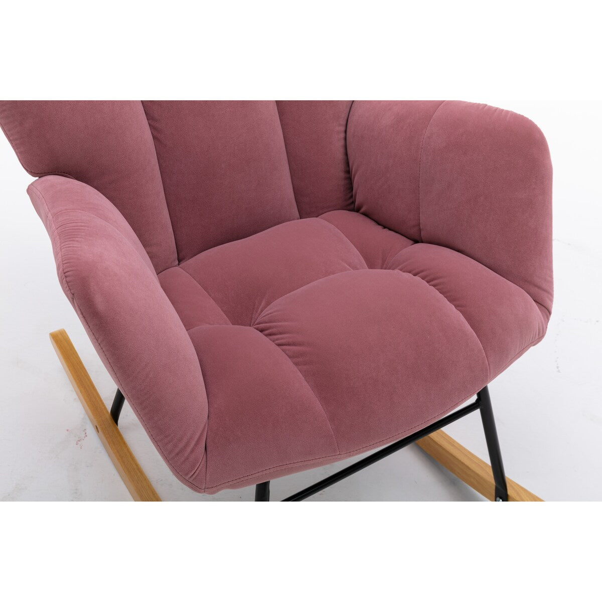 Nordic style Chic Modern Velvet Rocking Chair With Tufted Upholstered and Padded Seat