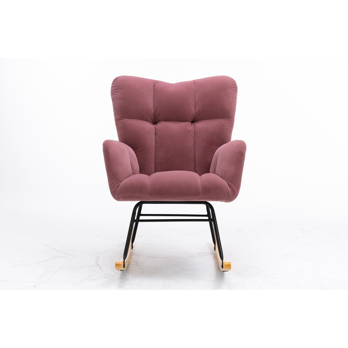 Nordic style Chic Modern Velvet Rocking Chair With Tufted Upholstered and Padded Seat