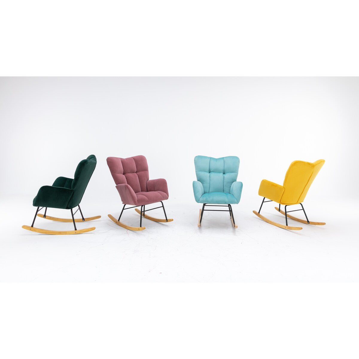 Nordic style Chic Modern Velvet Rocking Chair With Tufted Upholstered and Padded Seat