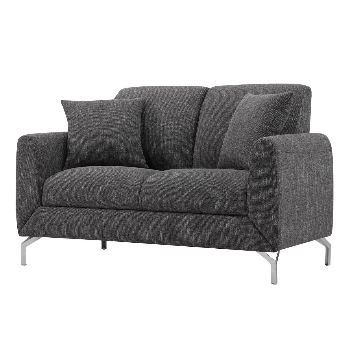 Roundhill Furniture Noreen Contemporary Fabric Rounded Arm Sofa and Loveseat