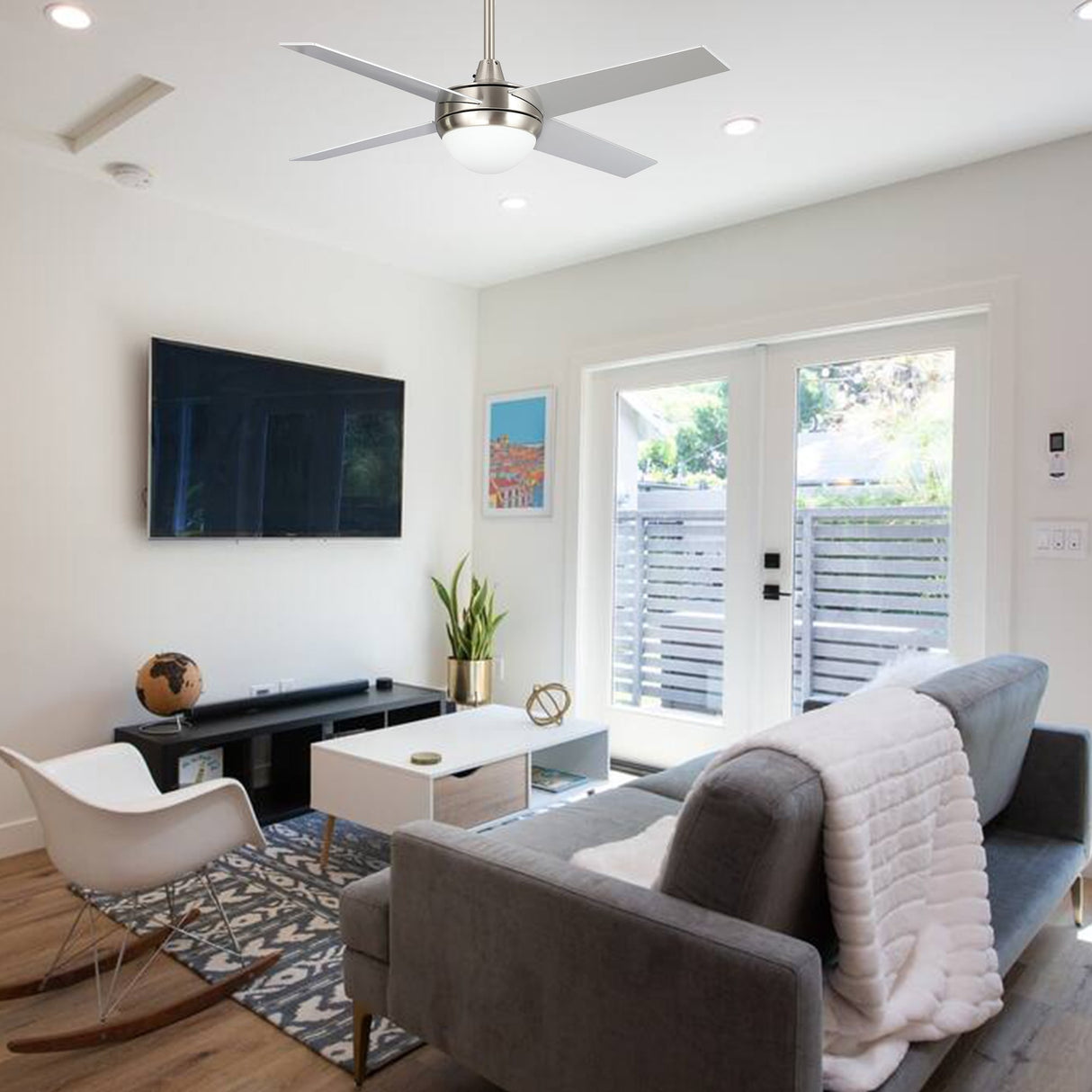 CARRO Norfolk 52" Indoor Smart Ceiling Fan with Light and Wall Control-Downrod