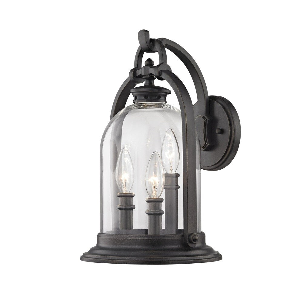 Fifth and Main North Haven 3 Light Medium Outdoor English Bronze Wall Sconce - Clear Glass