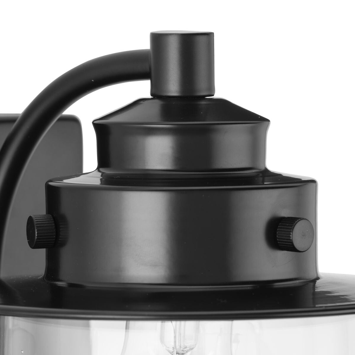Northlake Collection Two-Light Matte Black Clear Glass Transitional Bath Light - 15.5 in x 7.5 in x 8 in