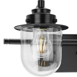 Northlake Collection Two-Light Matte Black Clear Glass Transitional Bath Light - 15.5 in x 7.5 in x 8 in