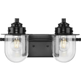 Northlake Collection Two-Light Matte Black Clear Glass Transitional Bath Light - 15.5 in x 7.5 in x 8 in
