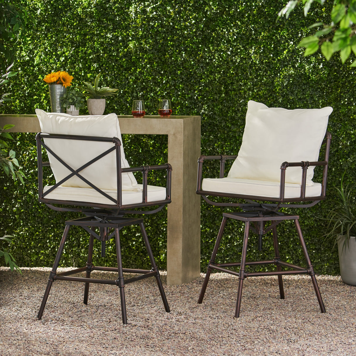 Northrup Adjustable Barstools (Set of 2) by Christopher Knight Home - 25.00" D x 24.00" W x 47.00-51.50" H