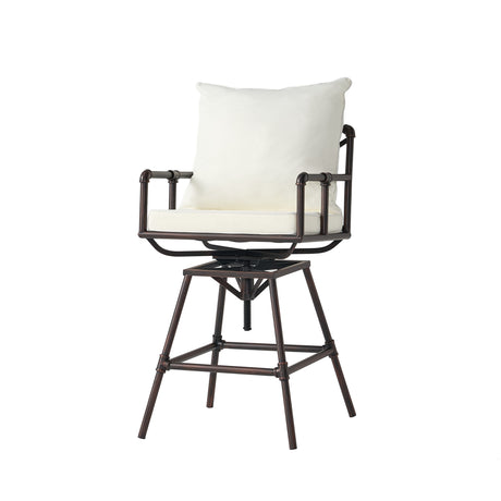 Northrup Pipe Outdoor Adjustable Barstool with Cushions by Christopher Knight Home