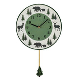 Hand-Painted Northwoods Pendulum Wall Clock - 10.37 x 10.37 x 1.87