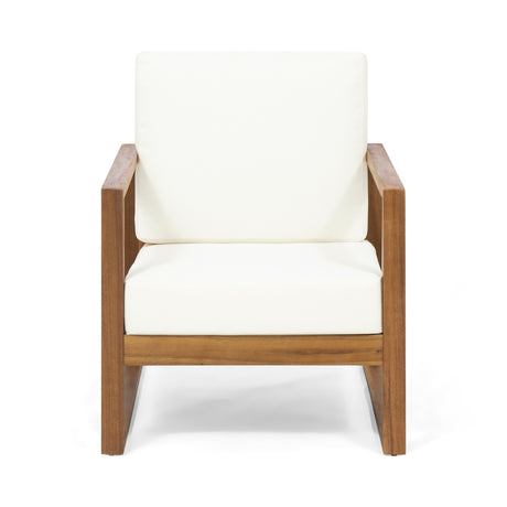 Norton Acacia Wood Outdoor Club Chair with Cushion by Christopher Knight Home