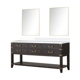 Norwalk 60 in W x 22 in D Black Oak Double Bath Vanity, White Quartz Top, and 28 in Mirrors