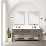 Norwalk 60 in W x 22 in D Black Oak Double Bath Vanity, White Quartz Top, and 28 in Mirrors