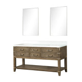 Norwalk 60 in W x 22 in D Black Oak Double Bath Vanity, White Quartz Top, and 28 in Mirrors