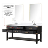 Norwalk 60 in W x 22 in D Black Oak Double Bath Vanity, White Quartz Top, and 28 in Mirrors