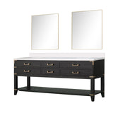Norwalk 60 in W x 22 in D Black Oak Double Bath Vanity, White Quartz Top, and 28 in Mirrors