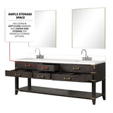 Norwalk 60 in W x 22 in D Black Oak Double Bath Vanity, White Quartz Top, and 28 in Mirrors