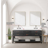 Norwalk 60 in W x 22 in D Black Oak Double Bath Vanity, White Quartz Top, and 28 in Mirrors