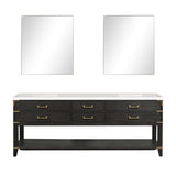 Norwalk 60 in W x 22 in D Black Oak Double Bath Vanity, White Quartz Top, and 28 in Mirrors