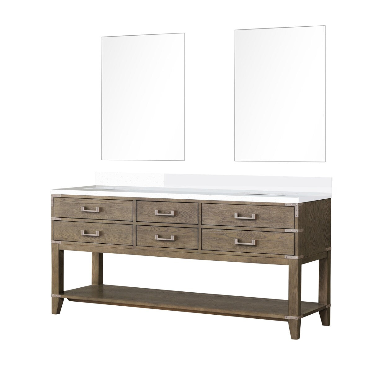 Norwalk 60 in W x 22 in D Black Oak Double Bath Vanity, White Quartz Top, and 28 in Mirrors