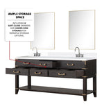 Norwalk 60 in W x 22 in D Black Oak Double Bath Vanity, White Quartz Top, and 28 in Mirrors