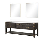 Norwalk 60 in W x 22 in D Black Oak Double Bath Vanity, White Quartz Top, and 28 in Mirrors