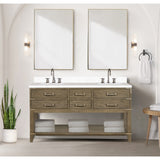 Norwalk 60 in W x 22 in D Black Oak Double Bath Vanity, White Quartz Top, and 28 in Mirrors