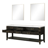 Norwalk 60 in W x 22 in D Black Oak Double Bath Vanity, White Quartz Top, and 28 in Mirrors