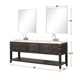 Norwalk 60 in W x 22 in D Black Oak Double Bath Vanity, White Quartz Top, and 28 in Mirrors