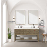 Norwalk 60 in W x 22 in D Black Oak Double Bath Vanity, White Quartz Top, and 28 in Mirrors
