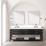 Norwalk 60 in W x 22 in D Black Oak Double Bath Vanity, White Quartz Top, and 28 in Mirrors