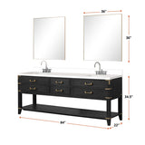 Norwalk 60 in W x 22 in D Black Oak Double Bath Vanity, White Quartz Top, and 28 in Mirrors