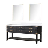 Norwalk 60 in W x 22 in D Black Oak Double Bath Vanity, White Quartz Top, and 28 in Mirrors