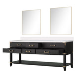 Norwalk 60 in W x 22 in D Black Oak Double Bath Vanity, White Quartz Top, and 28 in Mirrors