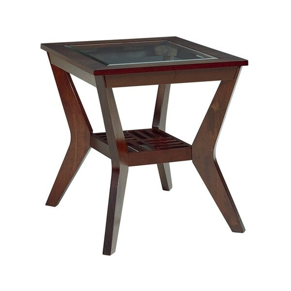 Norway Occasional Brown Wood and Glass End Tables (Set of 3)