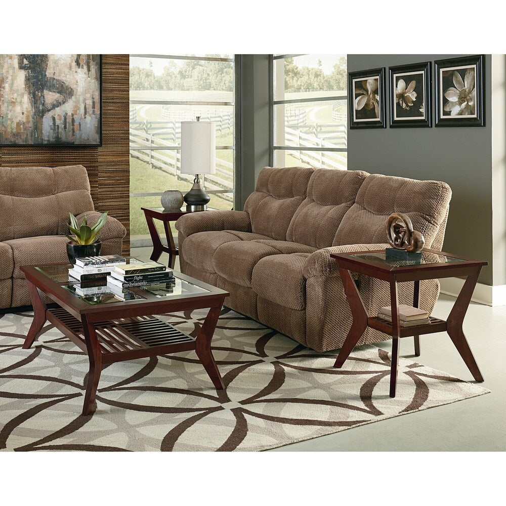 Norway Occasional Brown Wood and Glass End Tables (Set of 3)