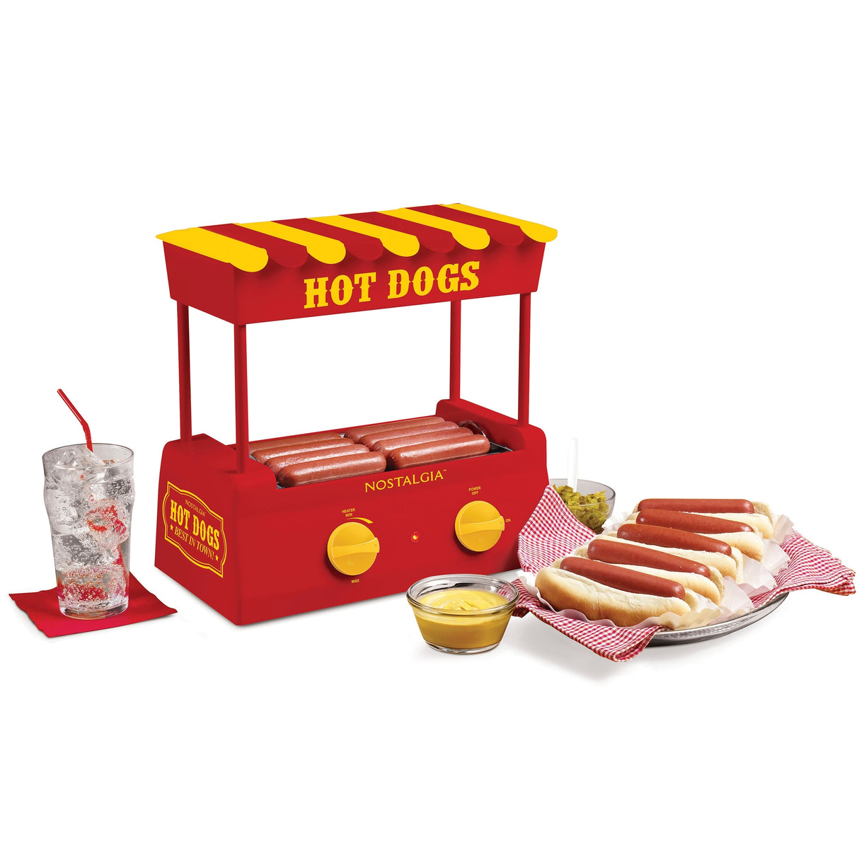 Nostalgia Hot Dog Roller and Bun Warmer, 8 Hot Dog and 6 Bun Capacity
