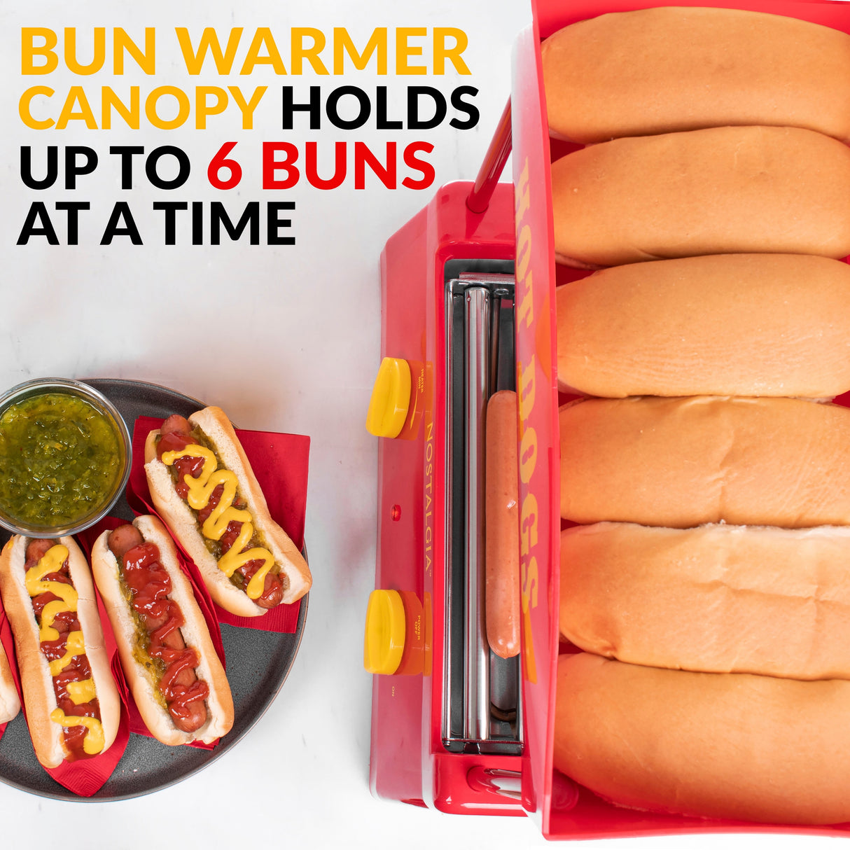 Nostalgia Hot Dog Roller and Bun Warmer, 8 Hot Dog and 6 Bun Capacity