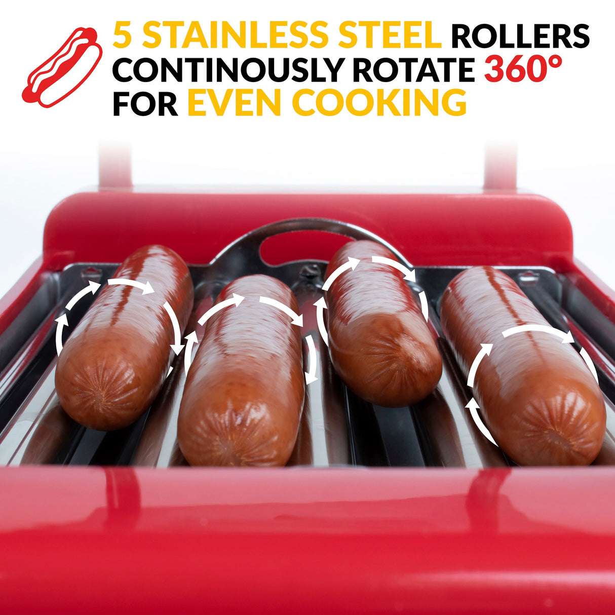 Nostalgia Hot Dog Roller and Bun Warmer, 8 Hot Dog and 6 Bun Capacity