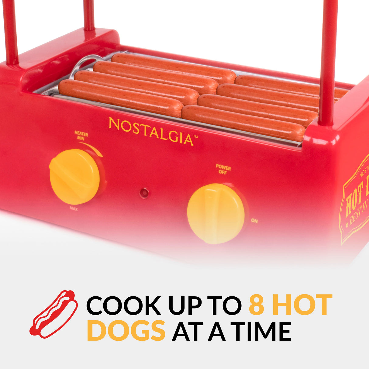 Nostalgia Hot Dog Roller and Bun Warmer, 8 Hot Dog and 6 Bun Capacity
